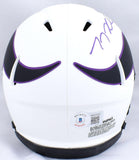 TJ Hockenson Autographed Vikings Lunar Speed Mini Helmet- Beckett W Hologram