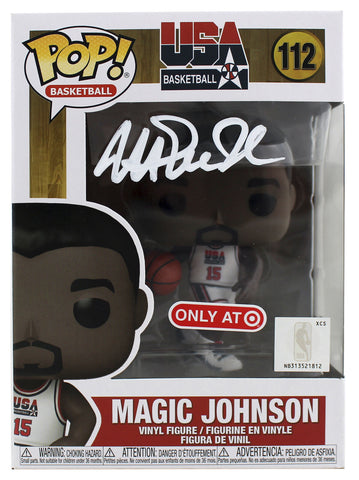 Lakers Magic Johnson Signed USA Basketball #112 Funko Pop Vinyl Figure BAS Wit