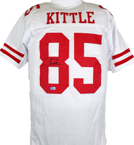 George Kittle Autographed White Pro Style Jersey-Beckett W Hologram *Black