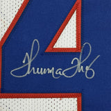 FRAMED Autographed/Signed THURMAN THOMAS 33x42 Buffalo White Jersey JSA COA