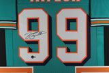 JASON TAYLOR (Dolphins teal TOWER) Signed Autographed Framed Jersey Beckett