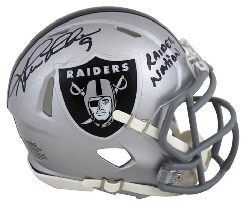 Raiders Shane Lechler Raider Nation Signed Silver Speed Mini Helmet BAS Witness
