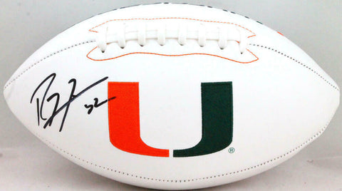Ray Lewis Autographed Miami Hurricanes Logo Football- Beckett W *Black