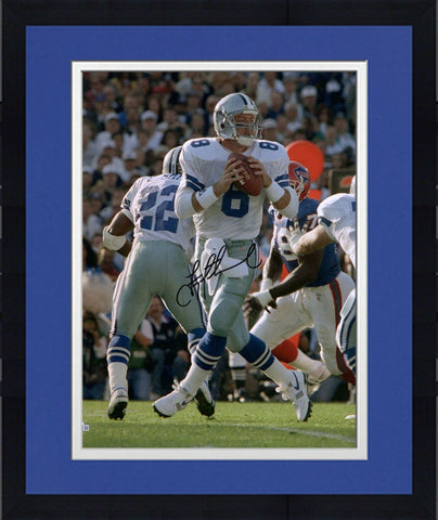 Framed Troy Aikman Dallas Cowboys Autographed 16" x 20" Drop Back Photograph