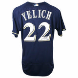 CHRISTIAN YELICH Autographed Milwaukee Brewers Authentic Navy Jersey STEINER