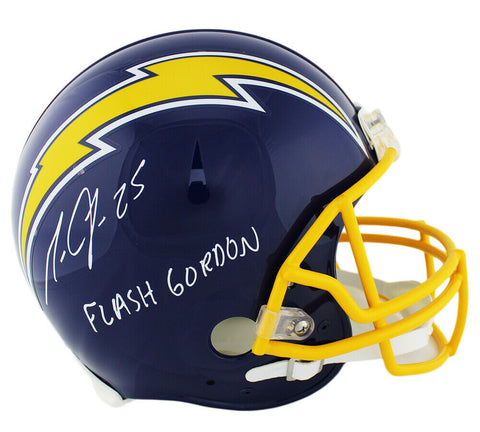 Melvin Gordon Signed Chargers Throwback Authentic Blue Helmet - "Flash Gordon"