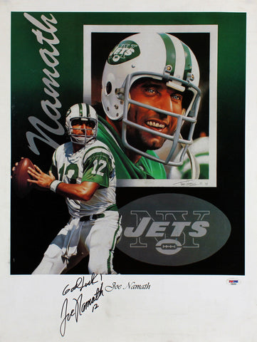Jets Joe Namath Good Luck Authentic Signed 18x24 Poster Autographed PSA #F80004