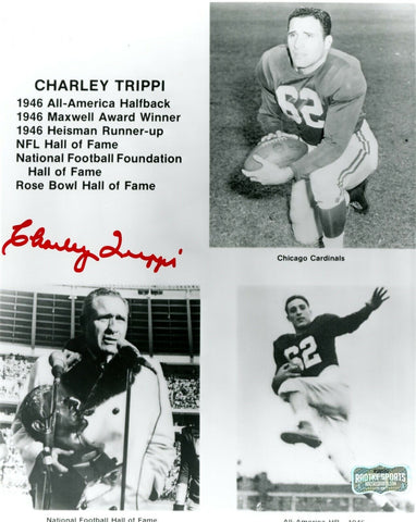 Charley Trippi Signed Georgia Bulldogs 8x10 Career Highlight Collage Photo - red