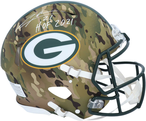 Charles Woodson Packers Signed Camo Alternate Authentic Helmet & "HOF 2021" Insc