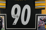TJ Watt Autographed/Signed Pro Style Framed Black XL Jersey Beckett 36195