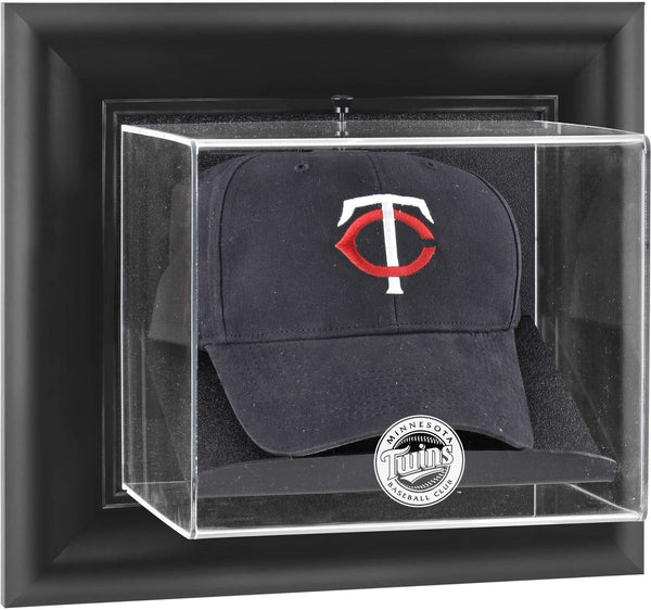 Minnesota Twins Black Framed Wall- Logo Cap Display Case - Fanatics