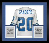 Framed Barry Sanders Detroit Lions Signed White Mitchell & Ness Replica Jersey