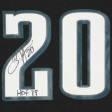 FRMD Brian Dawkins Eagles Signed Black Rep Mitchell&Ness Jersey w/ HOF 18 Inc