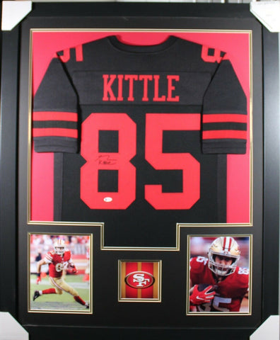 GEORGE KITTLE (49ers black TOWER) Signed Autographed Framed Jersey Beckett