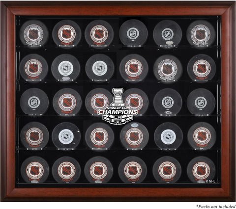 LA Kings 2014 Stanley Cup Champs Mahogany Framed 30-Puck Logo Display Case