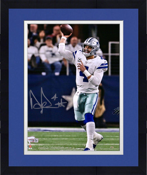 Framed Dak Prescott Dallas Cowboys Autographed 8" x 10" White Throwing Photo