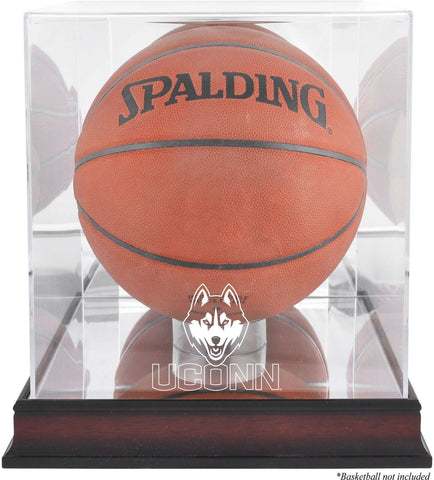 UConn Huskies Mahogany Base Logo Basketball Display Case-Fanatics