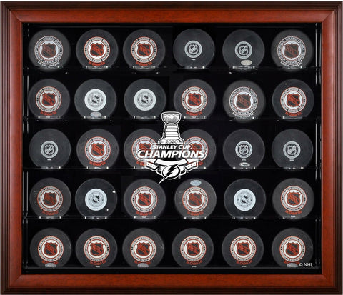 Tampa Bay Lightning 2020 Stanley Cup Champs Mahogany Frmd 30-Puck Display Case