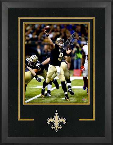 Drew Brees New Orleans Saints Deluxe Framed Signed 16" x 20" Black Jersey Photo