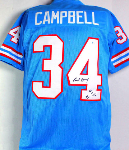 Earl Campbell Autographed Blue Pro Style Jersey w/ HOF - Beckett W Auth *4