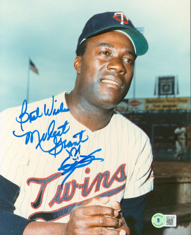 Twins Jim Mudcat Grant "Best Wishes" Signed 8x10 Photo w/ Sketch BAS #BD71842