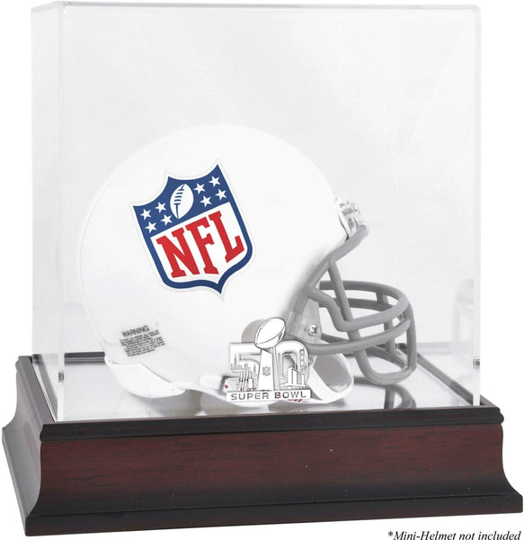Super Bowl 50 Mahogany Mini Helmet Logo Display Case - Fanatics