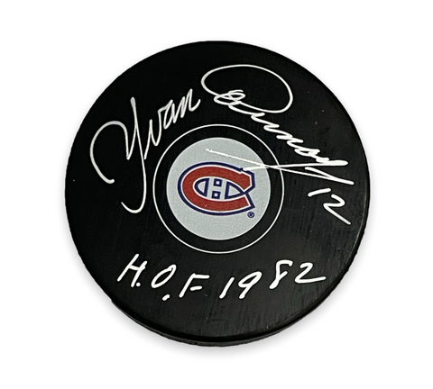 Yvan Cournoyer Signed Autographed Puck w/ Inscription NEP