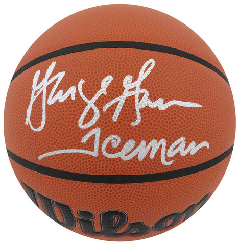 George Gervin Signed Wilson Indoor/Outdoor NBA Basketball w/Iceman - (SS COA)