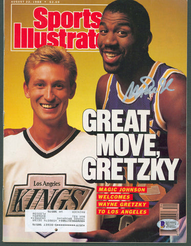 Lakers Magic Johnson Signed August 1988 Sports Illustrated Magazine BAS Witness