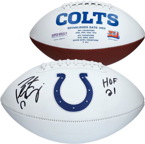 Peyton Manning Indianapolis Colts Signed White Panel Football with "HOF 21" Insc