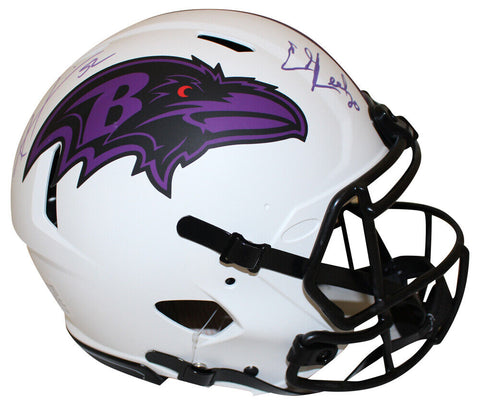 Ray Lewis & Ed Reed Signed Baltimore Ravens Authentic Lunar Helmet BAS 38898