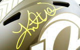 Kurt Warner Autographed F/S Rams Salute to Service Speed Helmet-Beckett W Holo