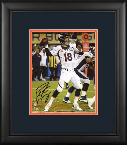 Peyton Manning Broncos FRMD Signed 8x10 SB 50 Champs Action Vertical Photo