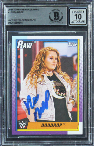 Doudrop Authentic Signed 2021 Topps Heritage WWE #12 Card Auto 10! BAS Slabbed