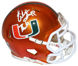 Warren Sapp Autographed Miami Hurricanes Flash Mini Helmet Beckett 35978