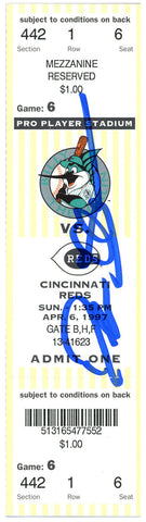 Deion Sanders Signed Cincinnati Reds 4/6/1997 @ Marlins Ticket BAS 37169
