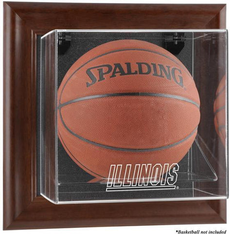 Illinois Brown Framed Wall-Mountable Basketball Display Case
