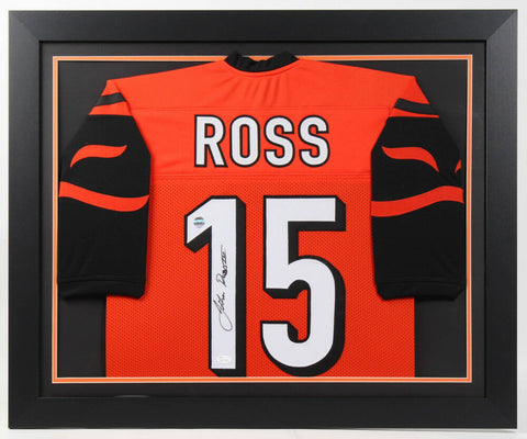 John Ross Signed Bengals 27x33 Custom Framed Jersey (JSA COA & Ross Hologram)
