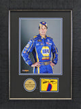 Michael Waltrip Authentic Signed & Framed 2.25x3 Race Used Metal BAS #AA03292