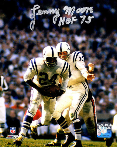Lenny Moore Signed Colts Hand Off From Johnny Unitas 8x10 Photo w/HOF'75 - SS