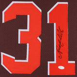 Nick Chubb Signed Brown 31" x 35" Framed Pro Style Jersey (JSA COA) #2 Pick