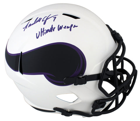Vikings Randall Cunningham "UW" Signed Lunar Full Size Speed Rep Helmet BAS Wit