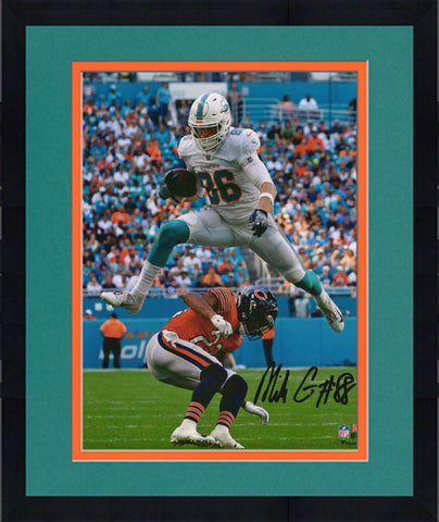 Framed Mike Gesicki Miami Dolphins Autographed 8" x 10" Hurdle Photograph