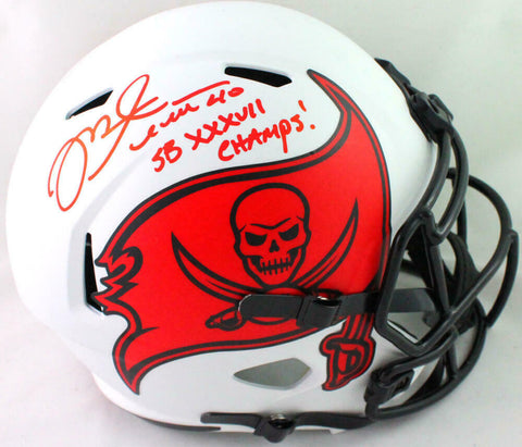 Mike Alstott Autographed Buccaneers Lunar Speed F/S Helmet SBC- Beckett W *Red