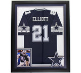 Ezekiel Elliott Signed Dallas Cowboys LED Framed Nike Game Blue NFL Jersey
