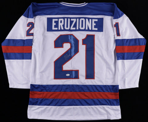 Mike Eruzione Signed Team USA Jersey (JSA Hologram) Miracle on Ice / Captain