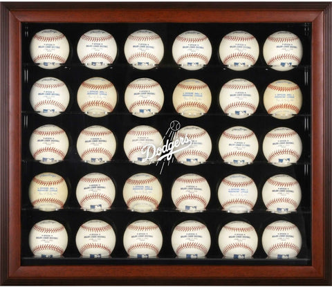 Dodgers Logo Mahogany Framed 30-Ball Display Case - Fanatics