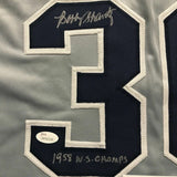FRAMED Autographed/Signed BOBBY SHANTZ 33x42 New York Baseball Jersey JSA COA