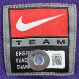 Lakers Magic Johnson Authentic Signed Purple Nike Warmup Shirt BAS Wit #W205616