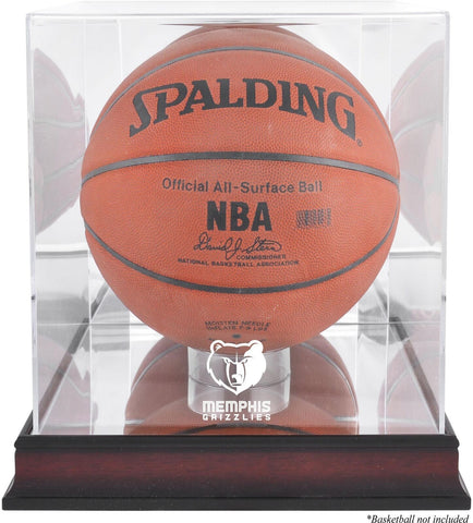 Memphis Grizzlies Mahogany Team Logo Basketball Display Case w/Mirrored Back